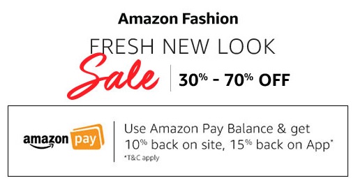 India Desire : Amazon Fashion Fresh New Look Sale 14th-16th April 2017: Upto 70% Off On Fashion Accessories + Extra 15% Cashback Via Pay Balance